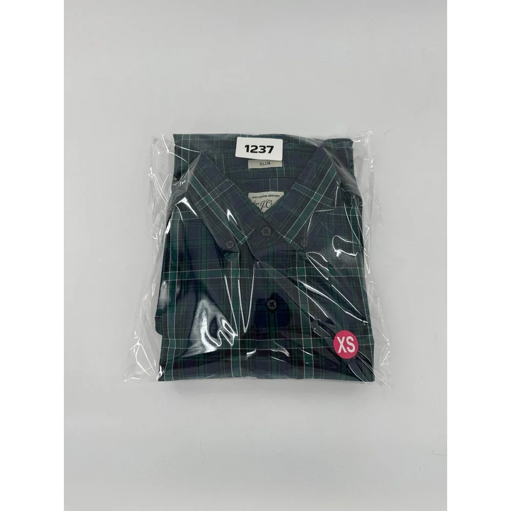 J. Crew Slim Fit Plaid Button Down Shirt Men's XS Blue‎ Green Cotton